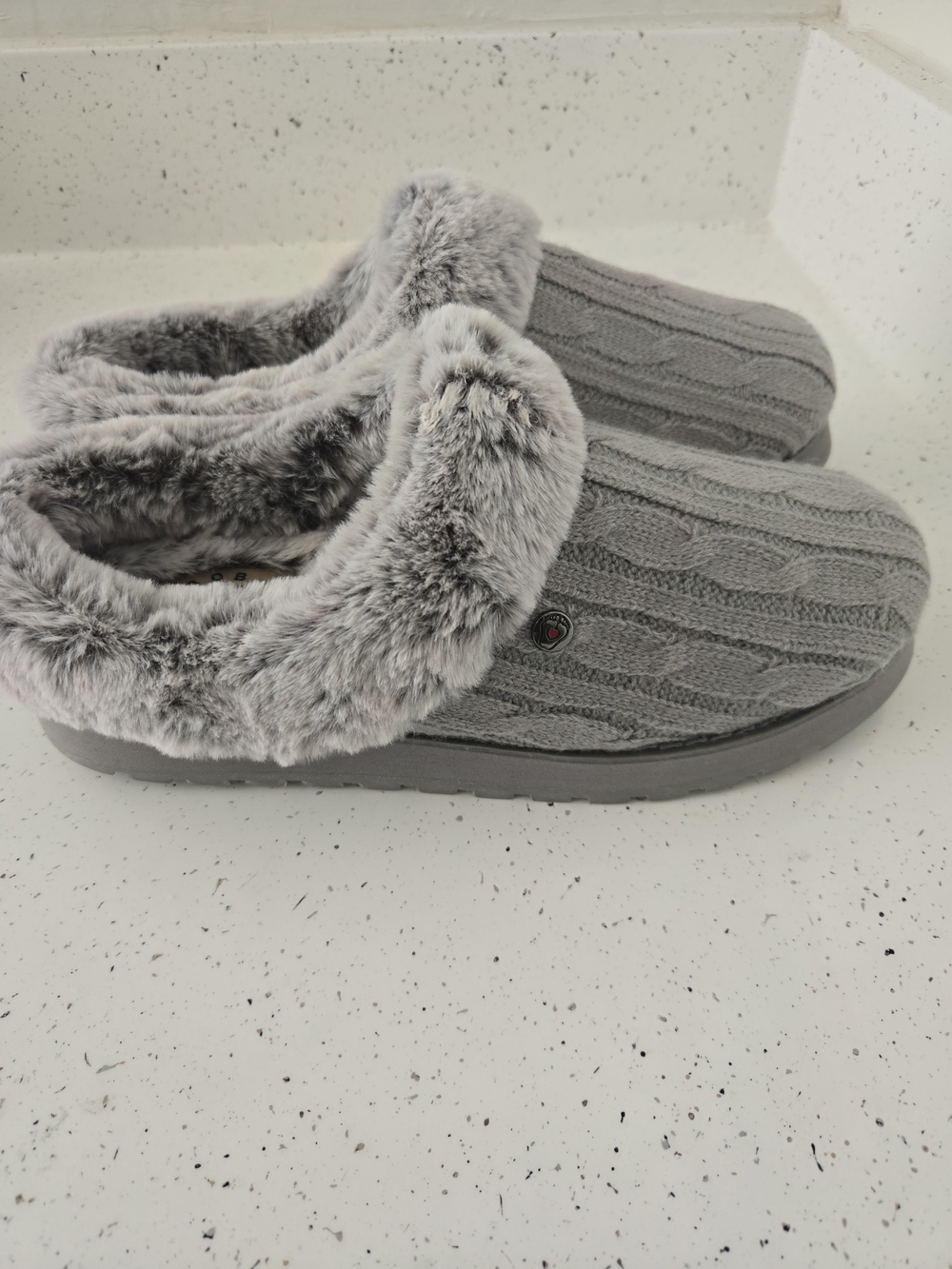 Skechers BOBS Memory Foam Faux Fur Grey